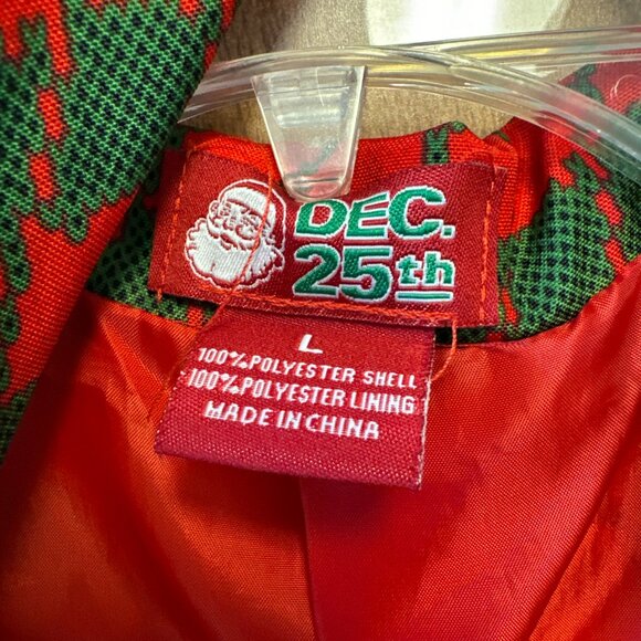 Dec. 25 Red Green Christmas Office Party Suit Coat Matching Tie Set Men's L - Picture 8 of 10